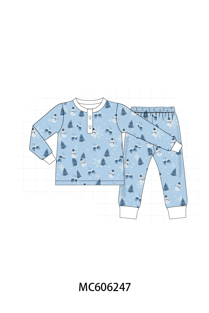 PO95 Blue snowman print pajama collection- ETA December