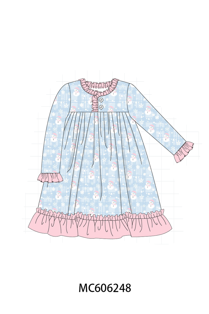 PO95 Blue snowman print pajama collection- ETA December