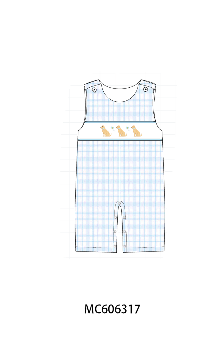 PO95 Blue puppy embroidery plaid collection- ETA December