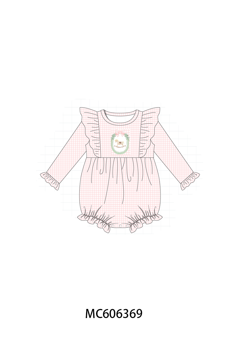 PO95 Pink christmas horse embroidery gingham collection- ETA December