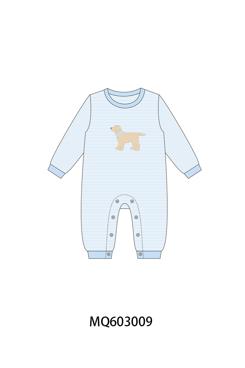 PO84 Blue&pink puppy embroidery stripe collection- ETA Sept