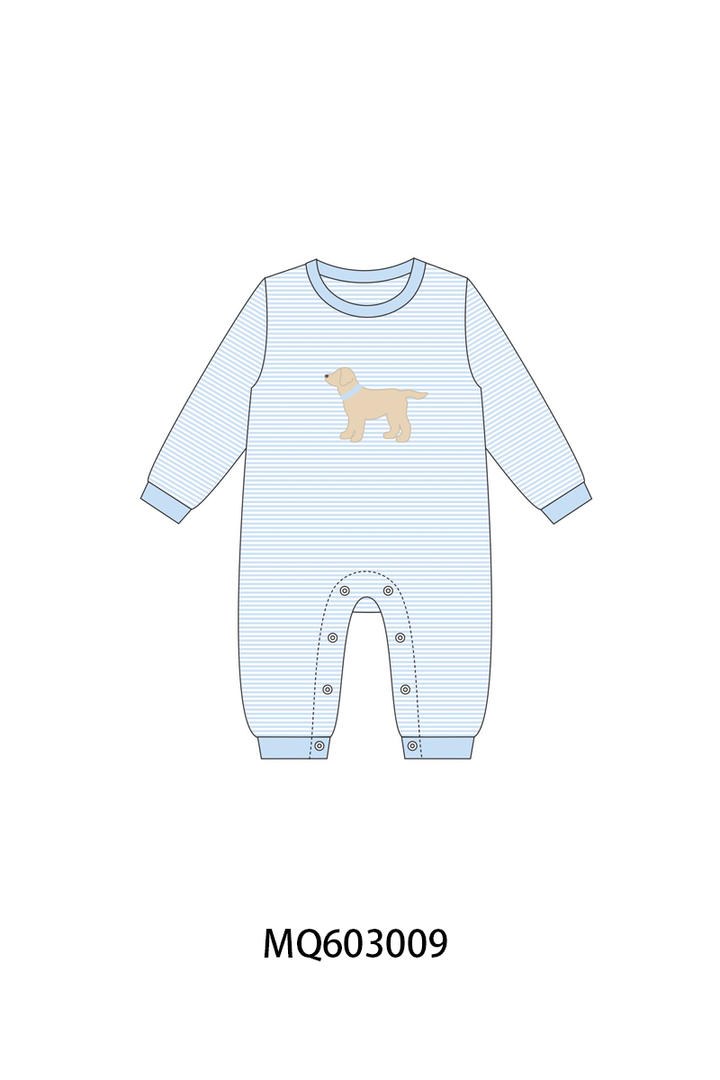 PO84 Blue&pink puppy embroidery stripe collection- ETA Sept