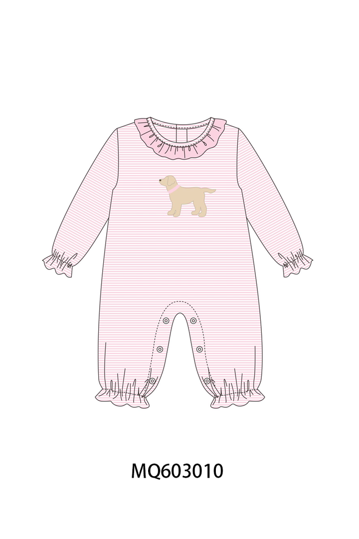 PO84 Blue&pink puppy embroidery stripe collection- ETA Sept