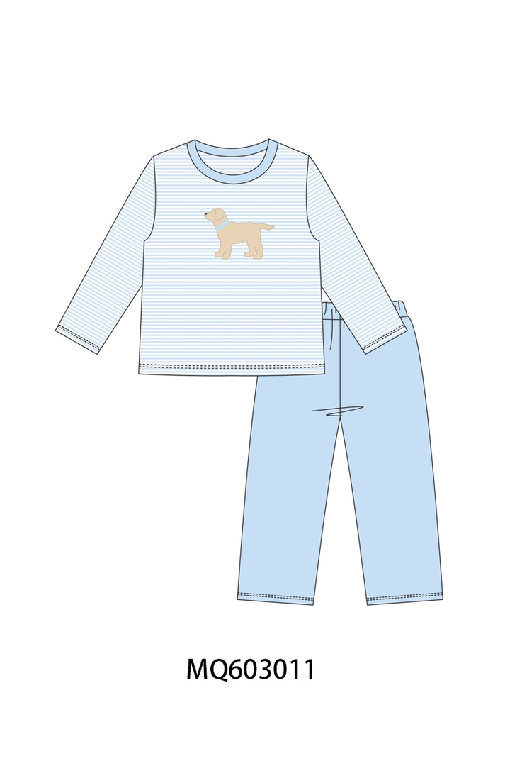 PO84 Blue&pink puppy embroidery stripe collection- ETA Sept