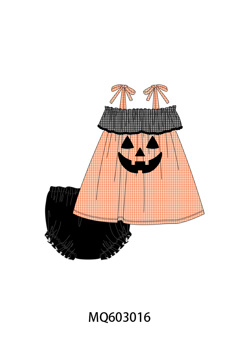 PO84 Orange halloween applique gingham collection- ETA Sept
