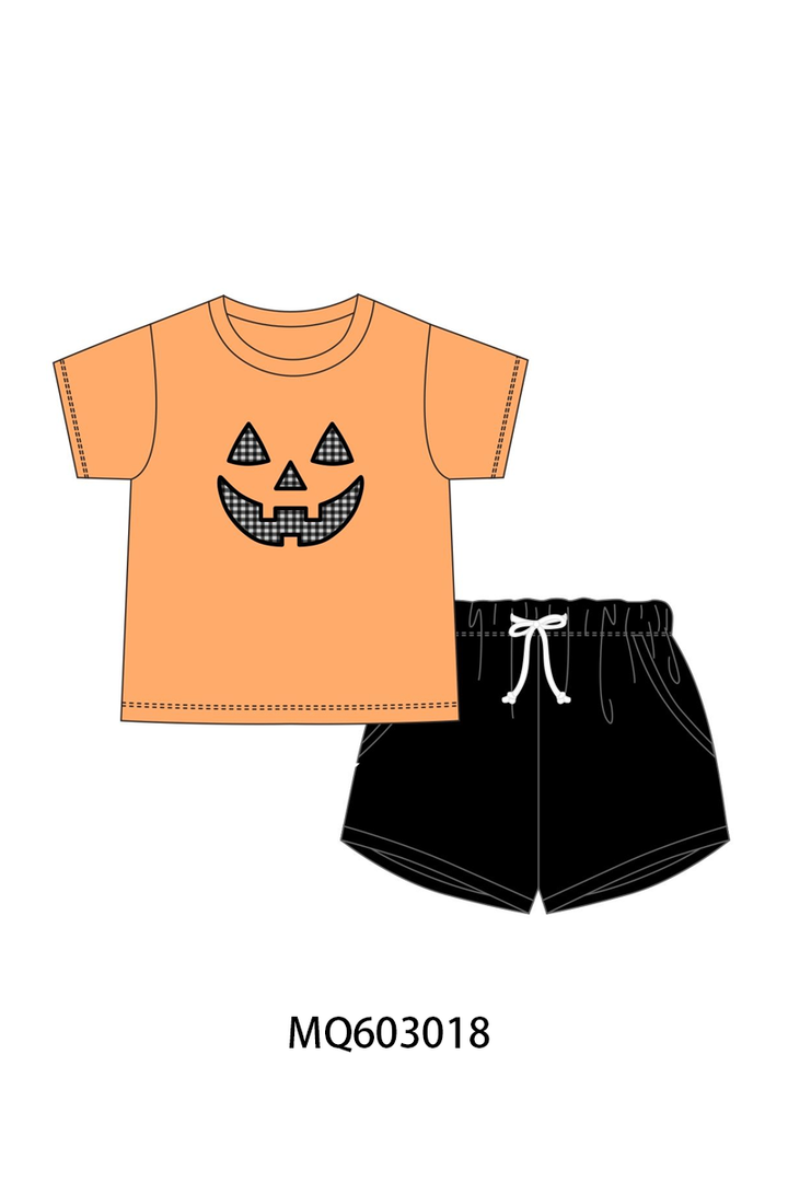 PO84 Orange halloween applique gingham collection- ETA Sept