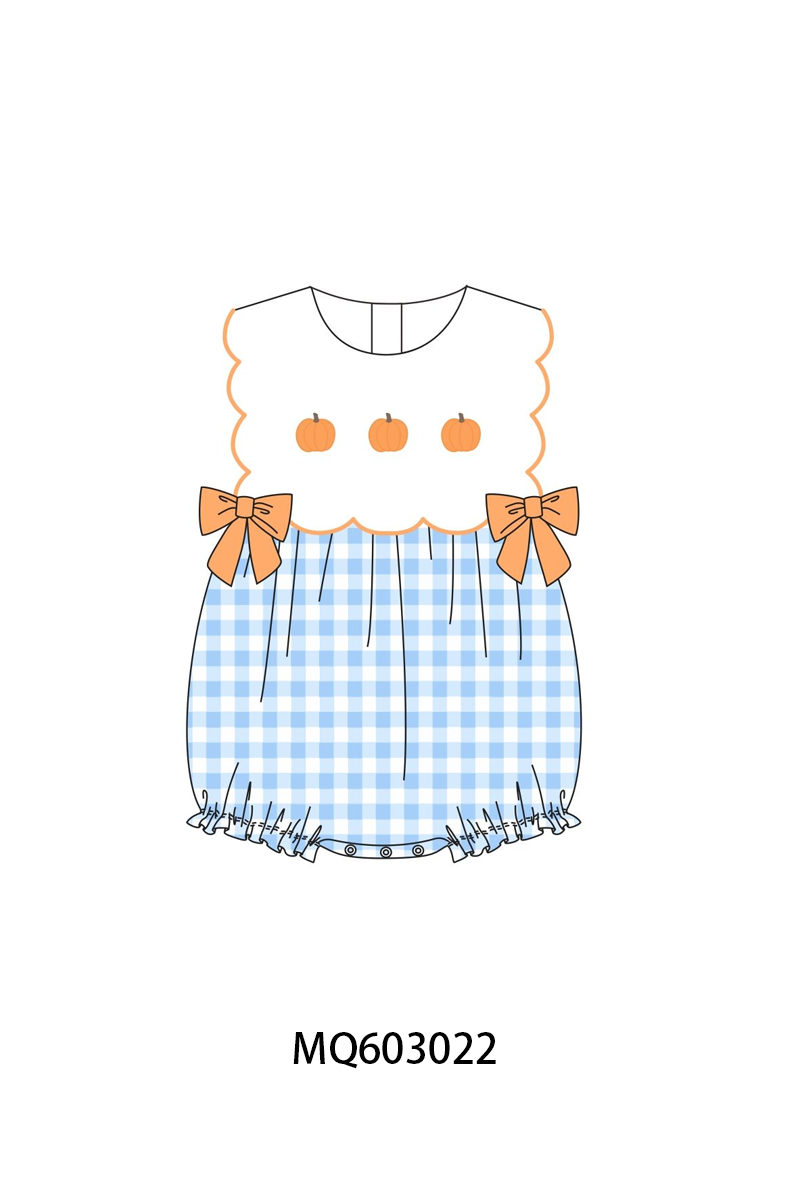 PO84 Blue gingham pumpkin embroidery collection- ETA Sept