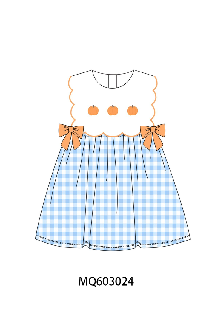 PO84 Blue gingham pumpkin embroidery collection- ETA Sept
