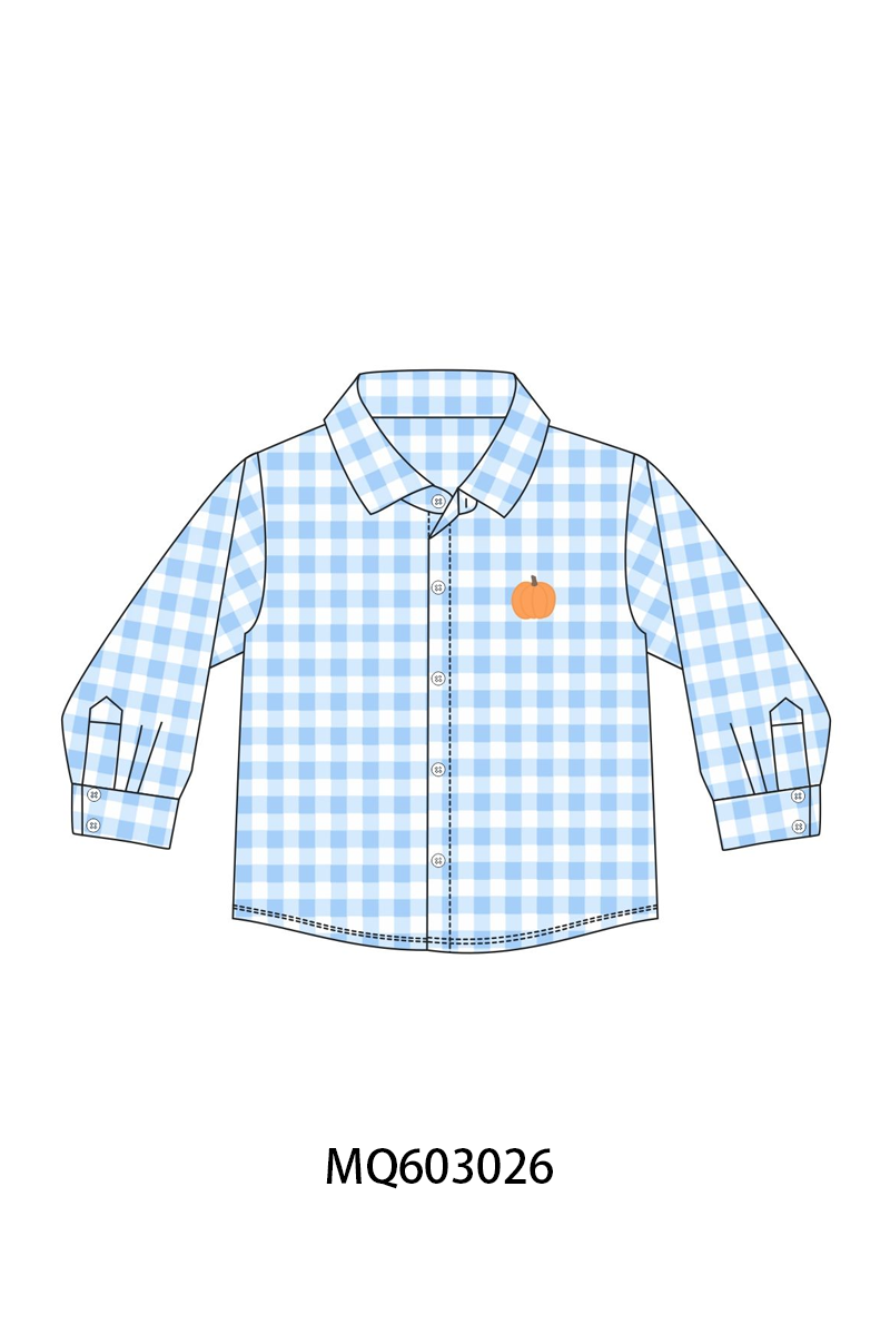 PO84 Blue gingham pumpkin embroidery collection- ETA Sept