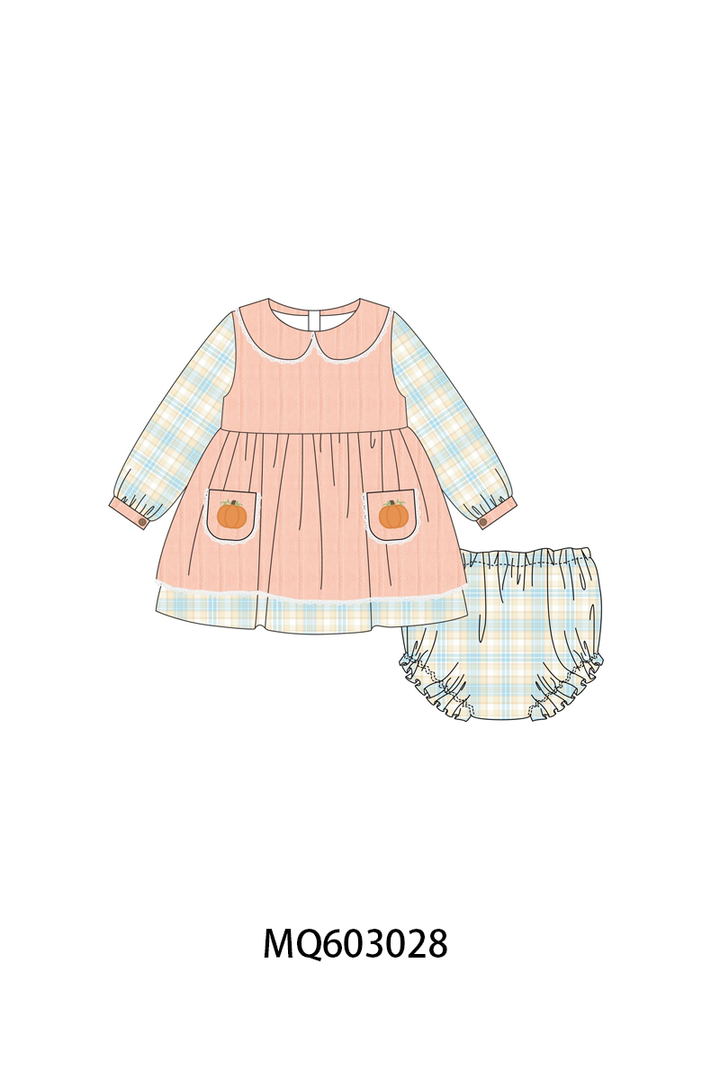 PO84 Coral pumpkin embroidery plaid collection- ETA Sept