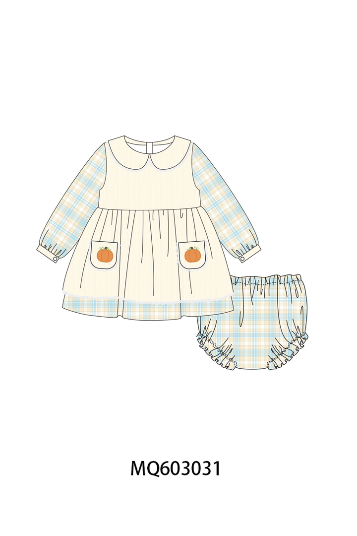 PO84 Beige pumpkin embroidery plaid collection- ETA Sept