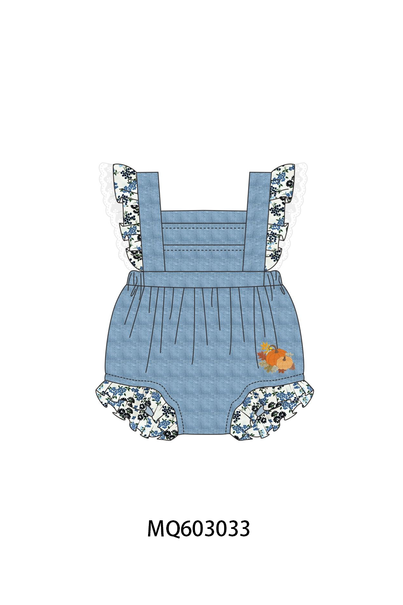 PO84 Blue pumpkin embroidery lace ruffle collection- ETA Sept
