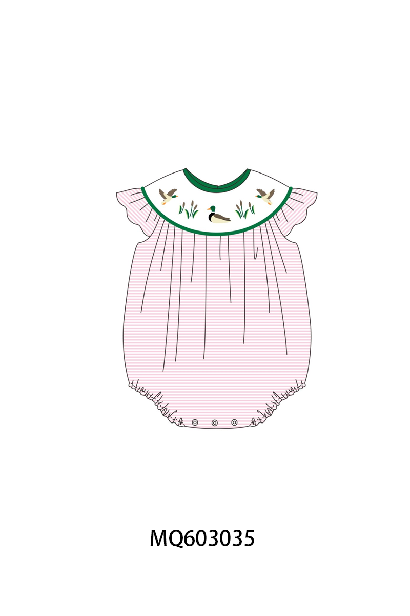 PO84 Green&pink duck embroidery stripe collection- ETA Sept