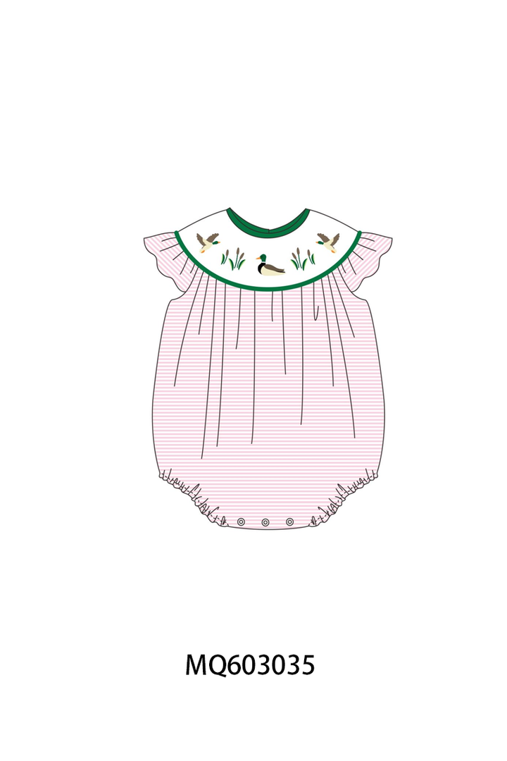 PO84 Green&pink duck embroidery stripe collection- ETA Sept
