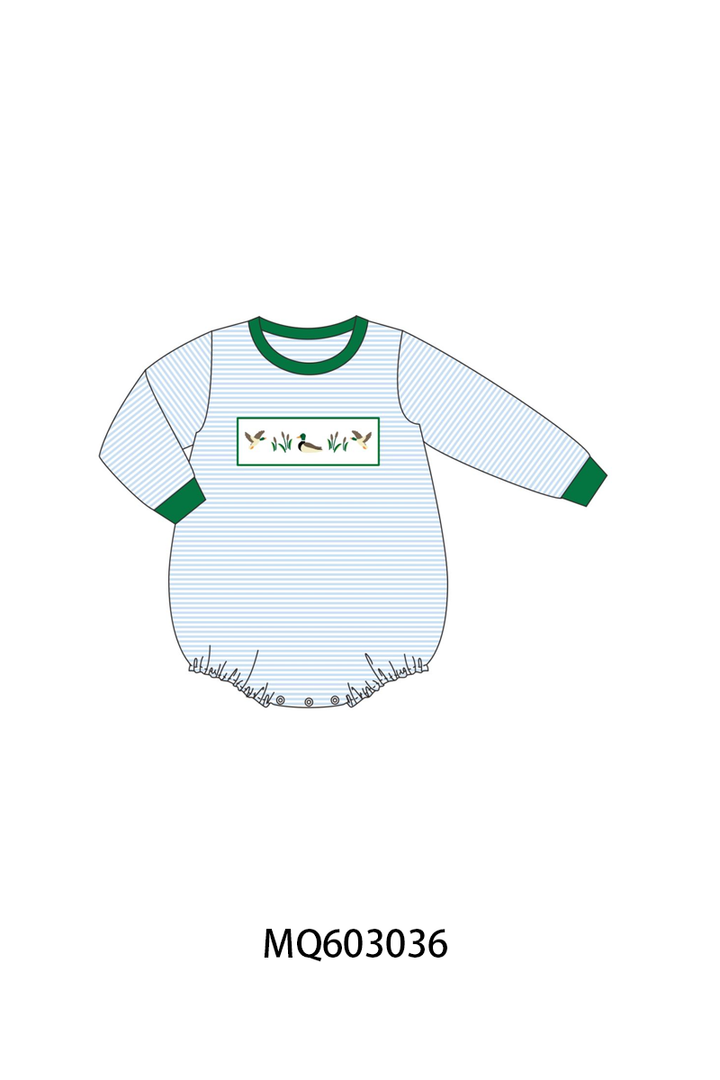 PO84 Green&pink duck embroidery stripe collection- ETA Sept