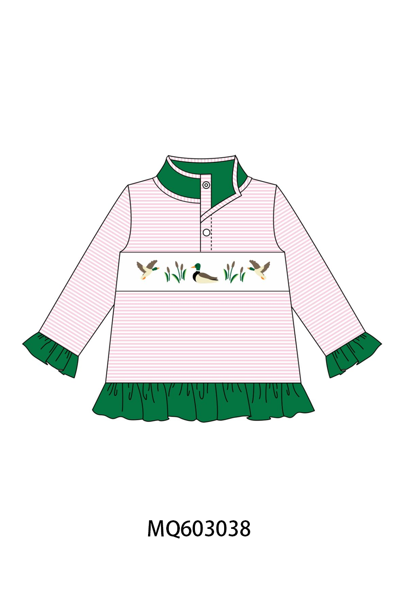 PO84 Green&pink duck embroidery stripe collection- ETA Sept