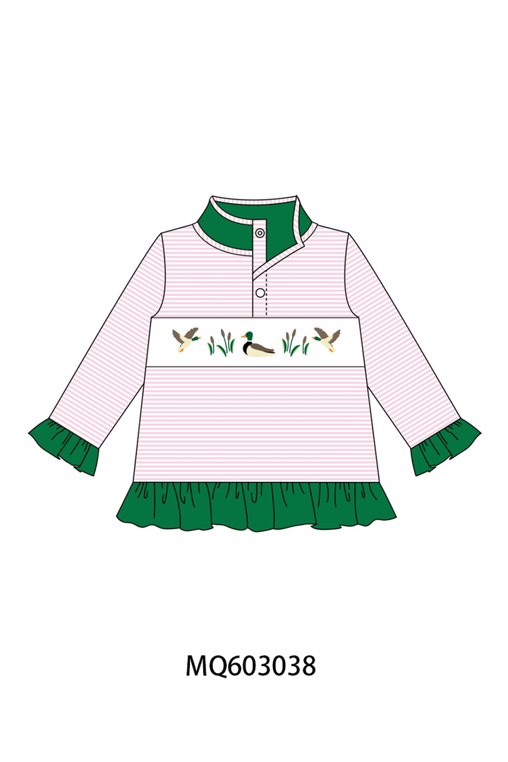 PO84 Green&pink duck embroidery stripe collection- ETA Sept