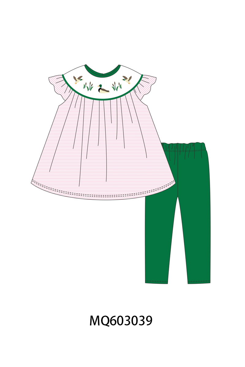 PO84 Green&pink duck embroidery stripe collection- ETA Sept