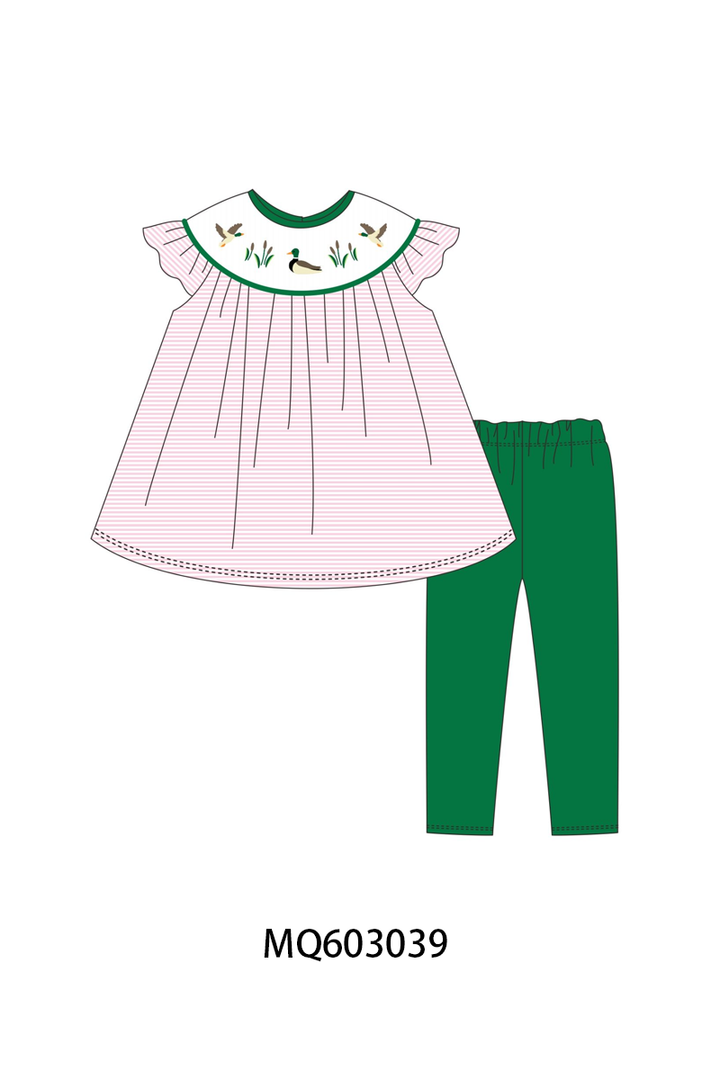 PO84 Green&pink duck embroidery stripe collection- ETA Sept