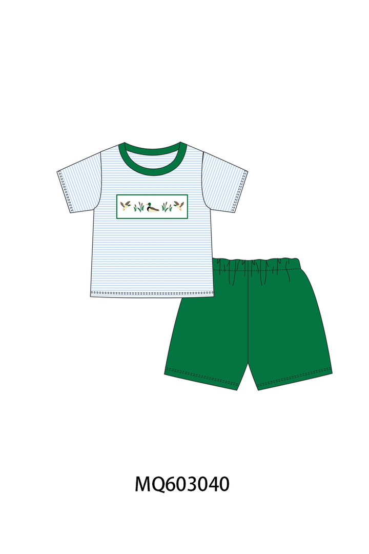PO84 Green&pink duck embroidery stripe collection- ETA Sept