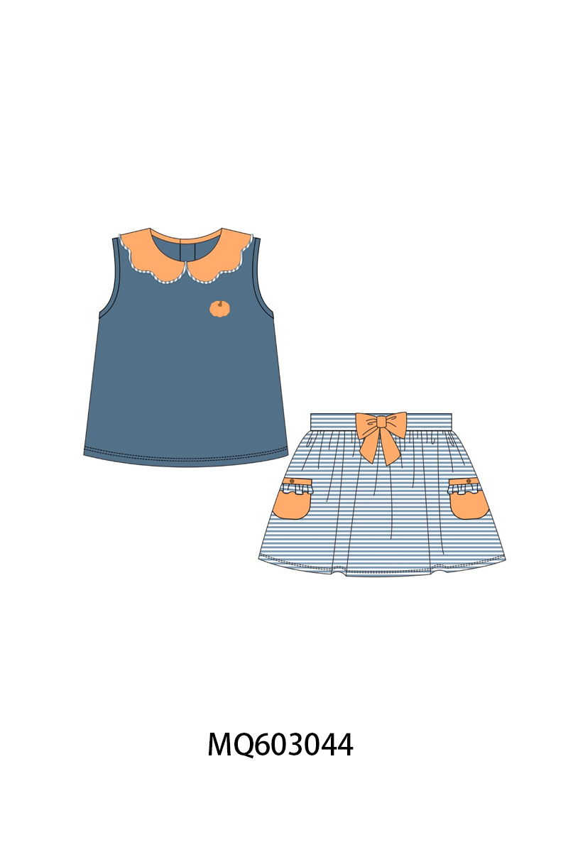 PO84 Teal pumpkin embroidery stripe ruffle collection- ETA Sept