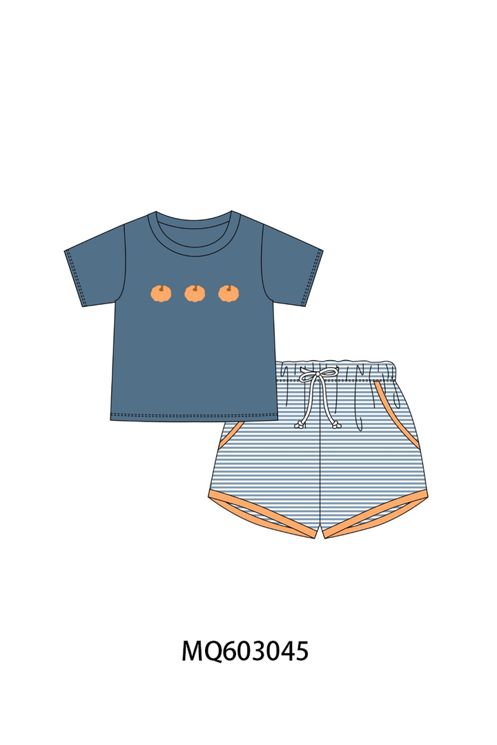 PO84 Teal pumpkin embroidery stripe ruffle collection- ETA Sept