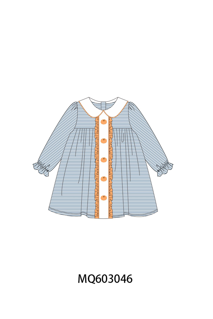 PO84 Teal pumpkin embroidery stripe ruffle collection- ETA Sept