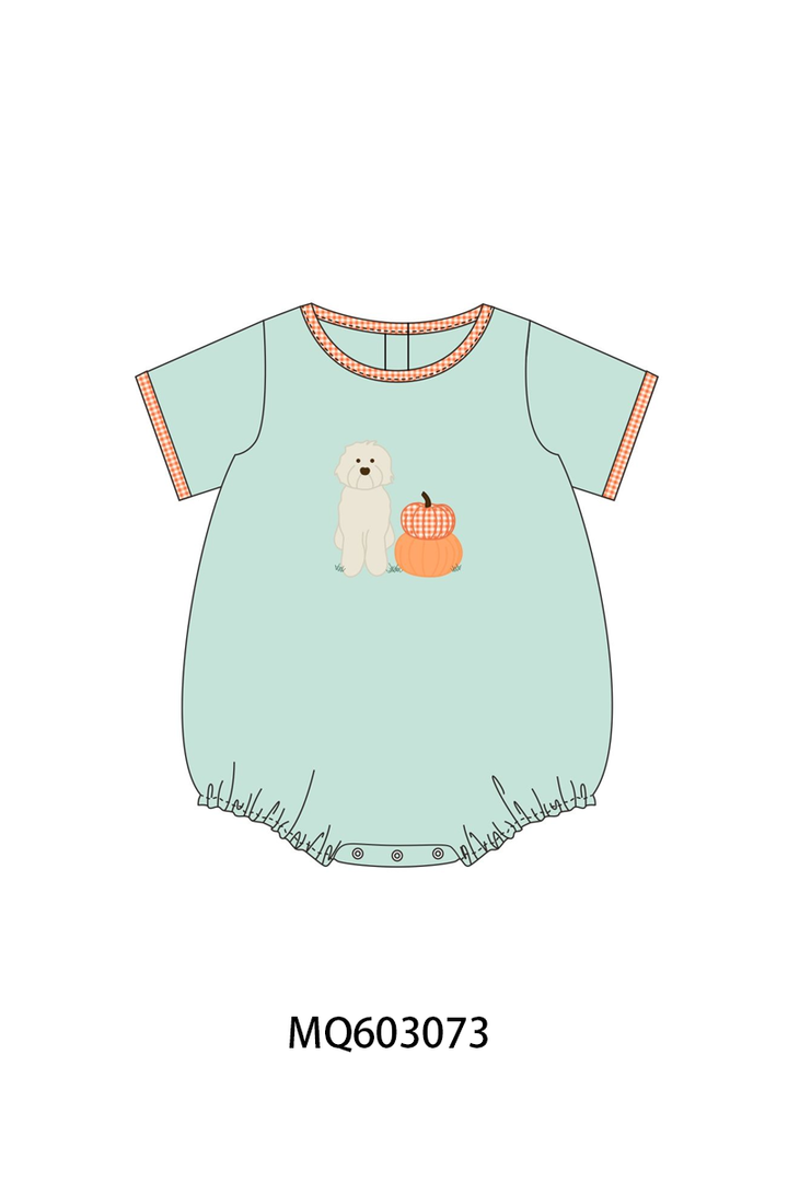 PO84 Green puppy pumpkin embroidery collection- ETA Sept