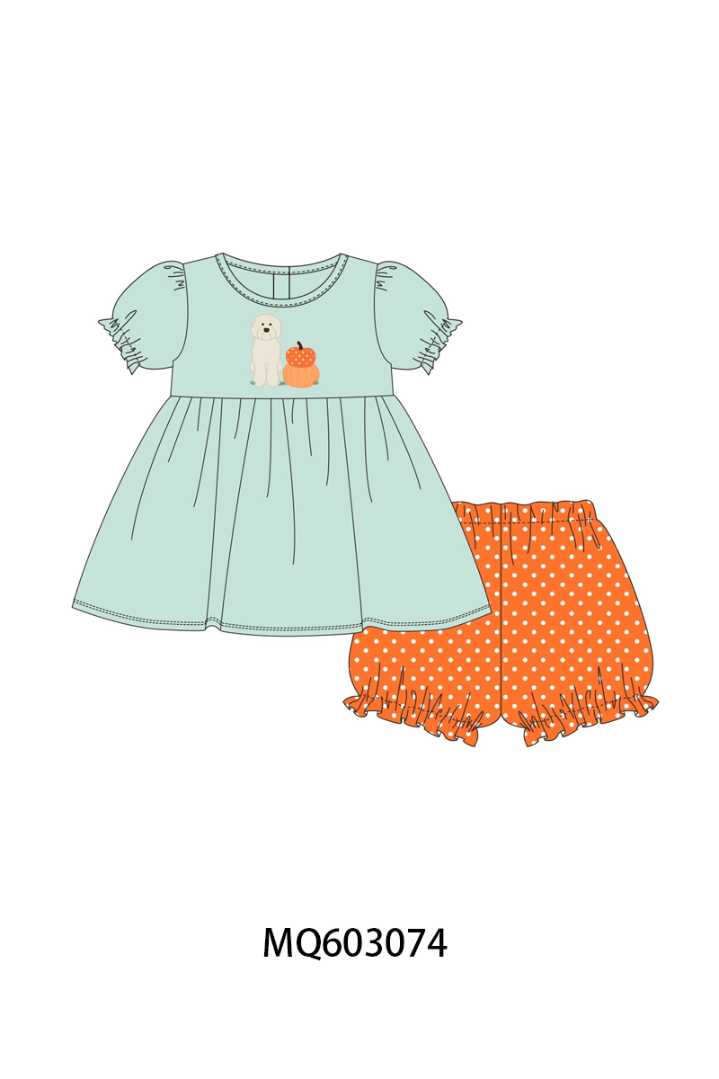 PO84 Green puppy pumpkin embroidery collection- ETA Sept