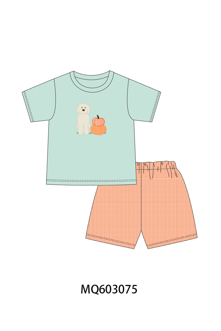 PO84 Green puppy pumpkin embroidery collection- ETA Sept
