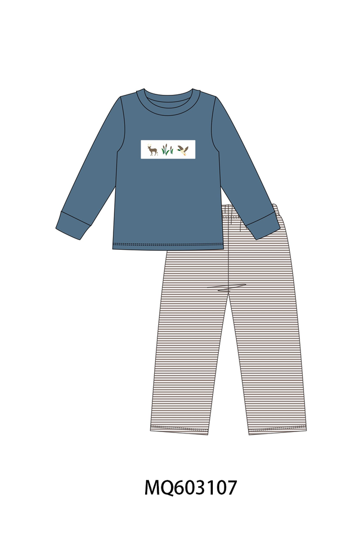 PO84 Blue hunting embroidery stripe collection- ETA Sept