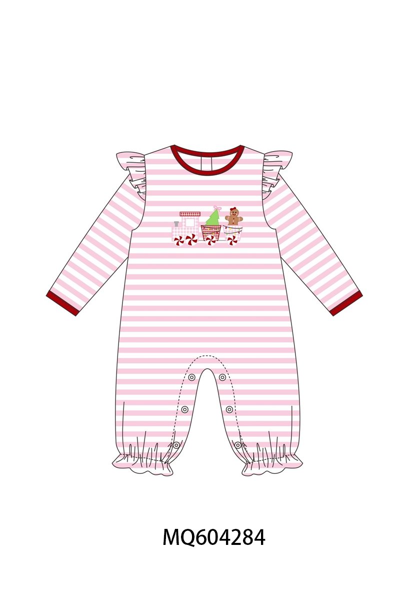 PO89 Pink&blue stripe train christmas tree gingerbread embroidery collection- ETA Sept.