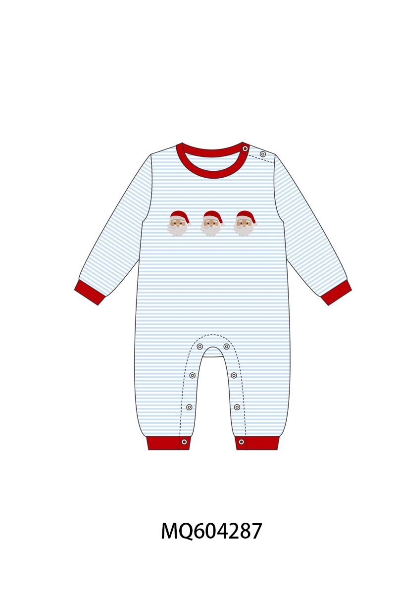 PO89 Blue stripe christmas santa claus embroidery collection- ETA Sept.