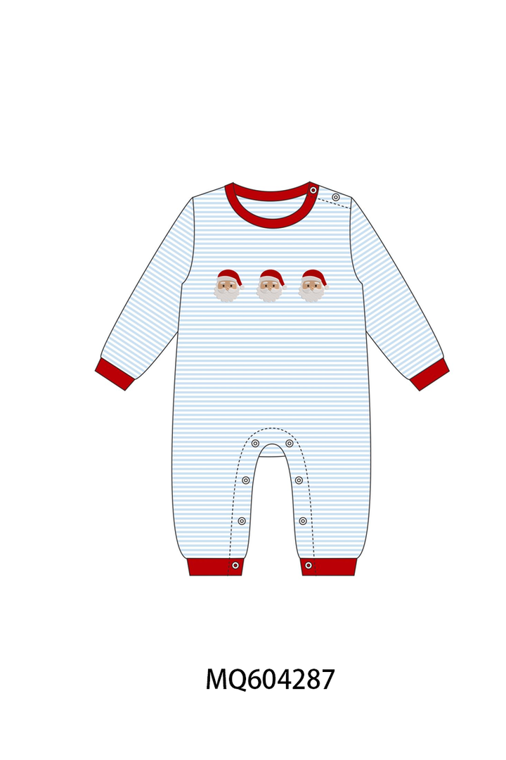 PO89 Blue stripe christmas santa claus embroidery collection- ETA Sept.