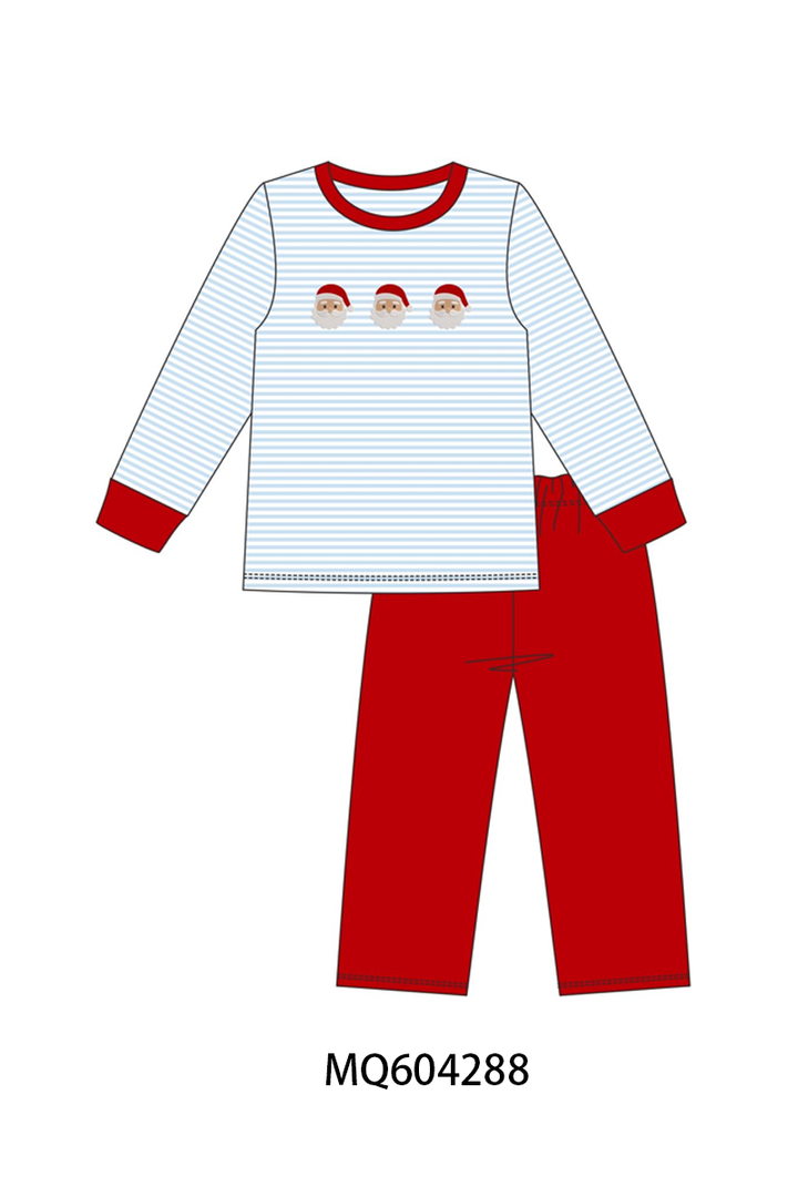 PO89 Blue stripe christmas santa claus embroidery collection- ETA Sept.