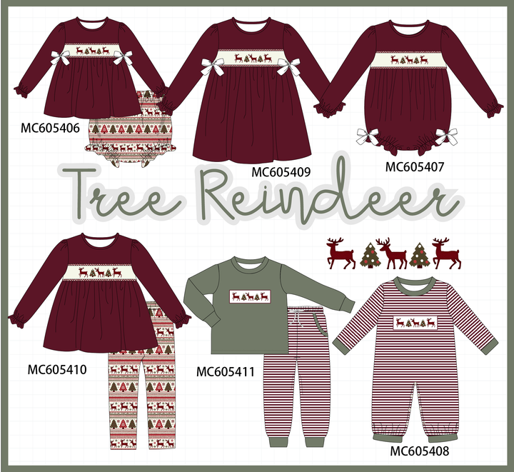 PO93 Maroon tree reindeer embroidery collection- ETA December