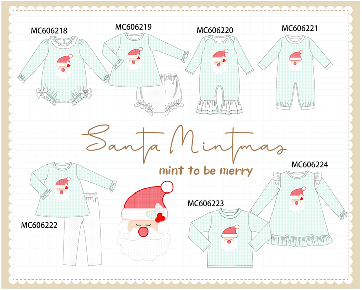 PO95 Mint christmas santa claus applique gingham collection- ETA December