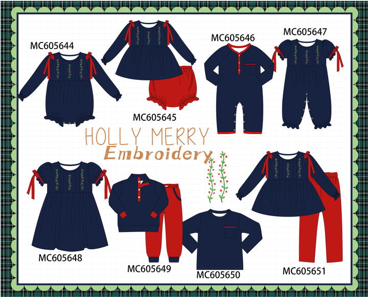 PO93 Navy holly embroidery collection- ETA December