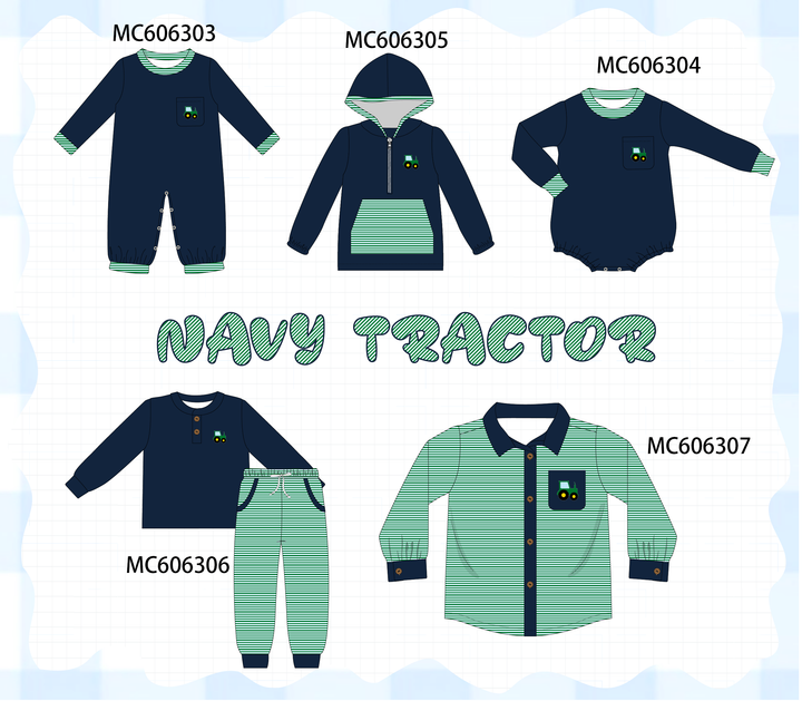 PO95 Navy tractor embroidery stripe collection- ETA December