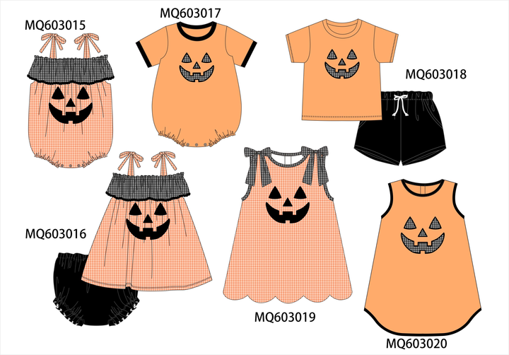 PO84 Orange halloween applique gingham collection- ETA Sept