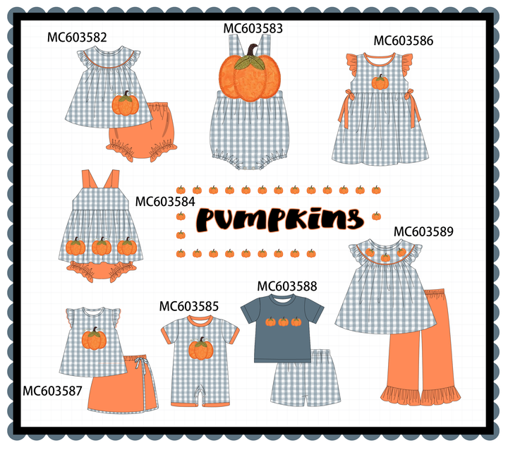 PO85 Orange pumpkin applique gingham collection- ETA Sept