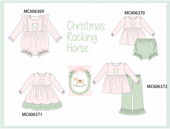 PO95 Pink christmas horse embroidery gingham collection- ETA December