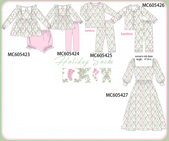 PO93 Pink holiday floral socks print collection- ETA December