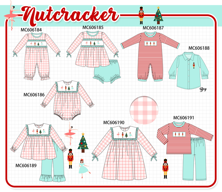 PO95 Pink nutcracker embroidery gingham collection- ETA December