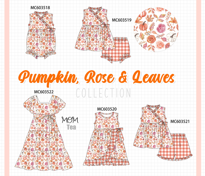 PO85 Pumpkin rose leaves print ruffle collection- ETA Sept