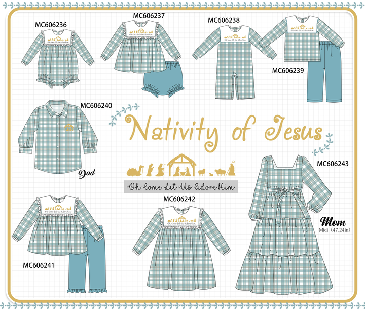 PO95 Teal nativity embroidery plaid collection- ETA December