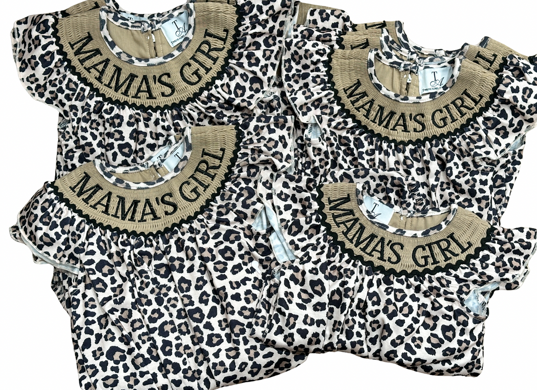 Wild Leopard Mama's Girl Machine Smocked Bubble