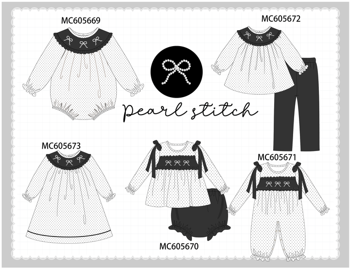 PO93 White bow pearl stich dot collection- ETA December