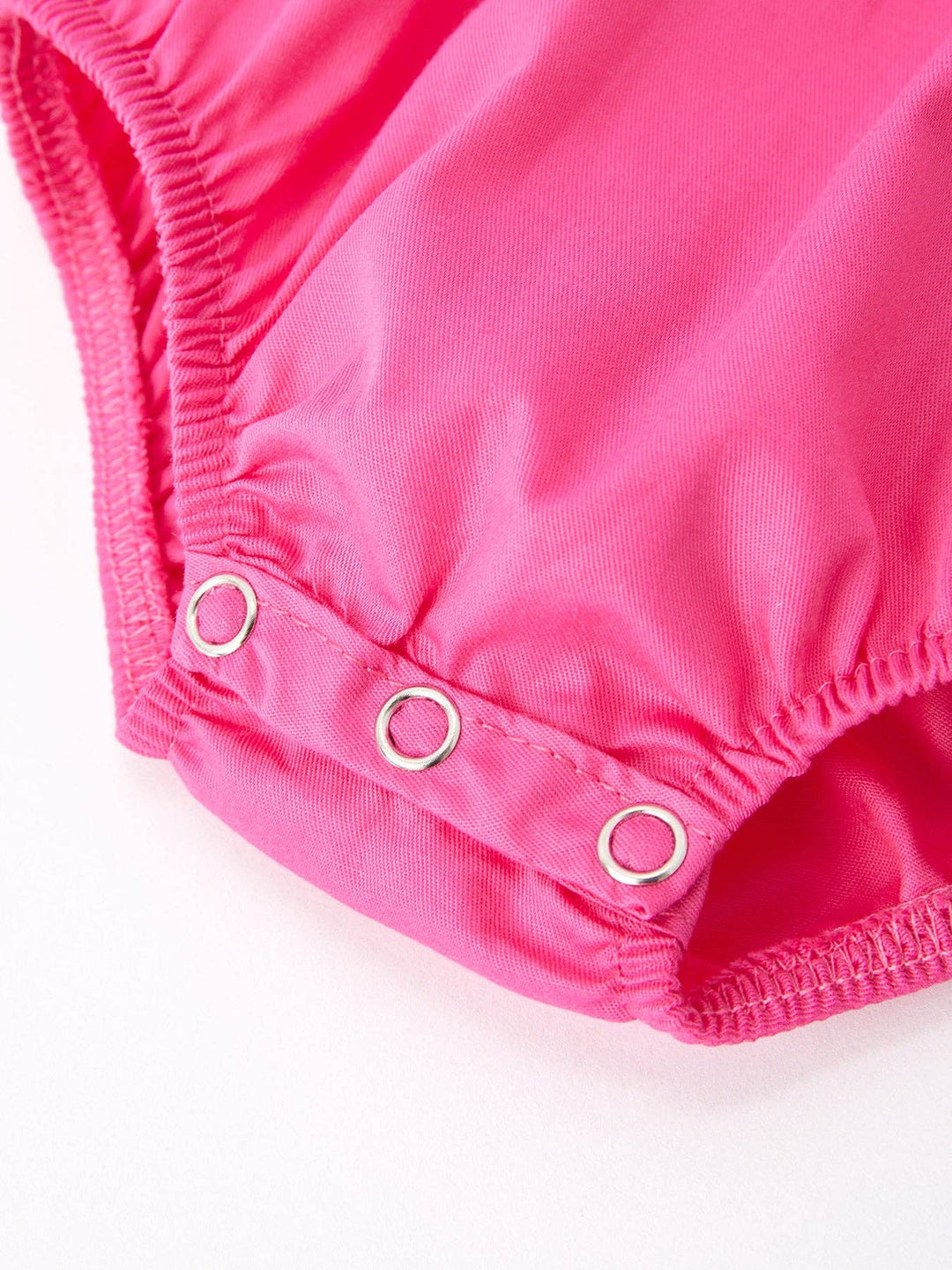 Bow Smocking Embroidered Hot Pink Romper