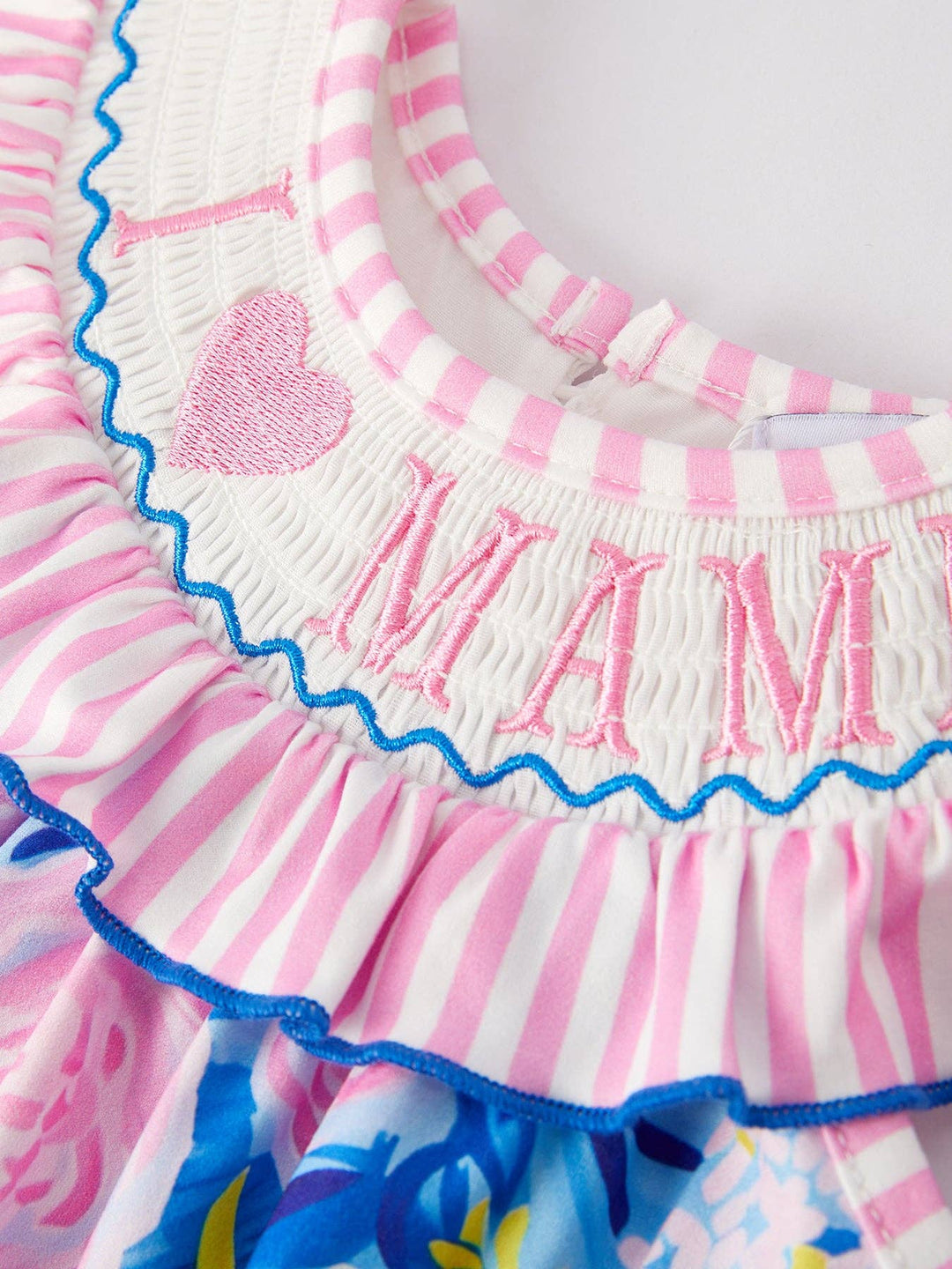 “I ❤ MAMA” Embroidered Smocked Romper